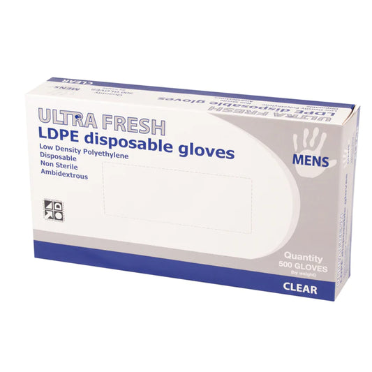 Ultra Fresh Disposable Low-Density Polyethylene Powder Free Gloves