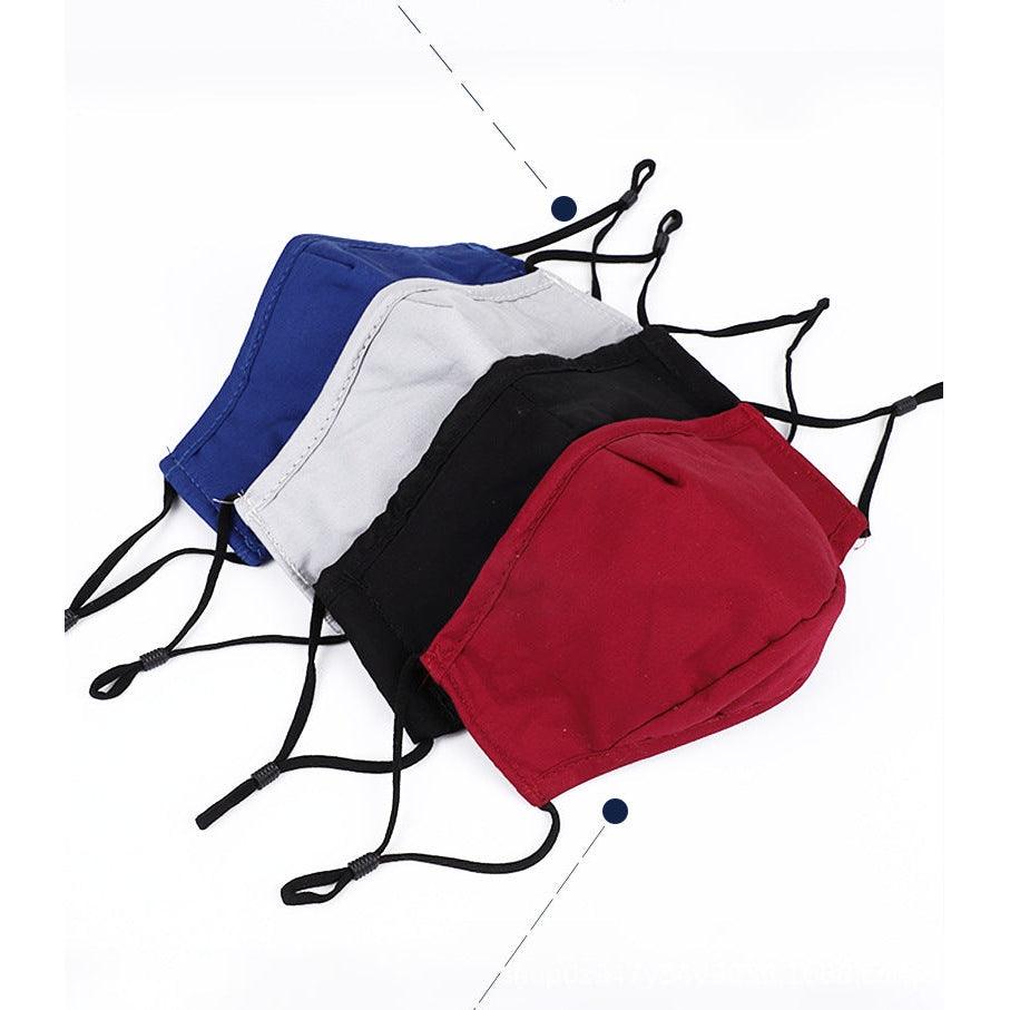 4x Black Washable Reusable 100% Cotton 3 layers Fabric Face Mask with Rear Pocket For PM2.5 Filter