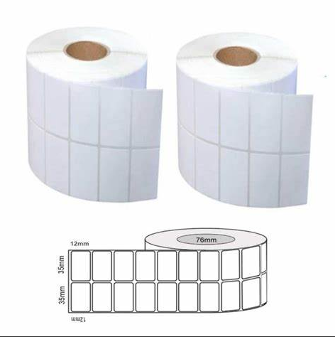 Matt White Blank Labels, 35mm x 12mm, Ctn of 70000pcs, 76mm Core