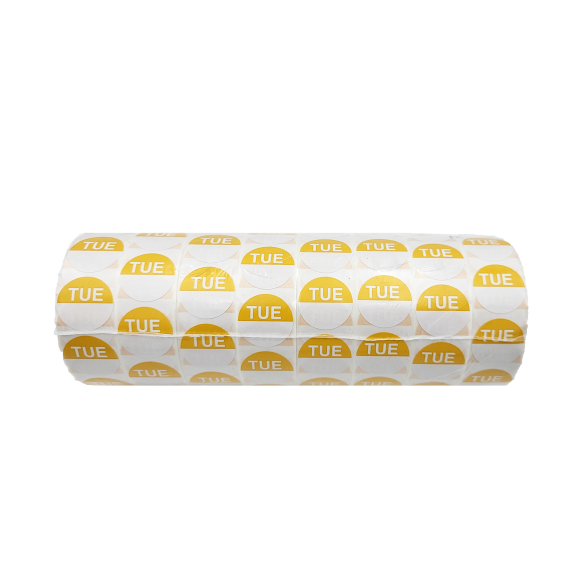 “Tue” – Tuesday Round Day Labels – 24mm, Pack of 8000pcs