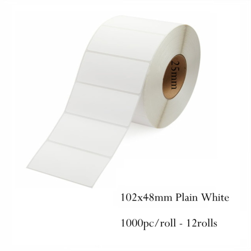 Matt White Blank Labels, 102mm x 48mm, Ctn of 12000pcs