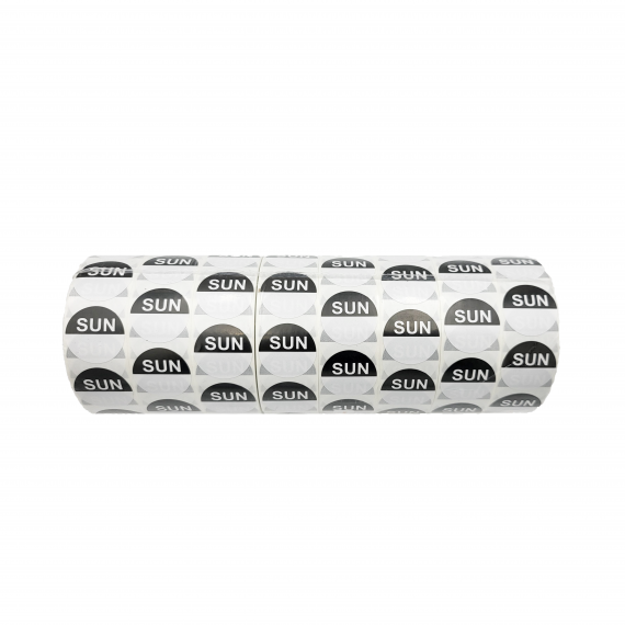 “Sun” – Sunday Round Day Labels – 24mm, Pack of 8000pcs