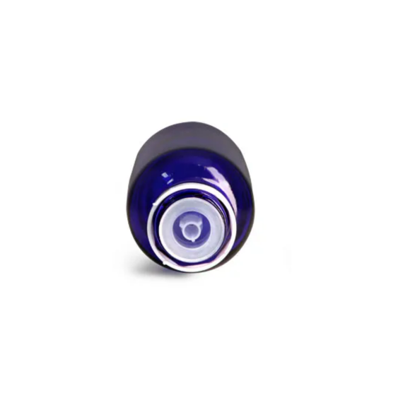 Blue Glass Dropper Bottles w/ Black Tamper Evident Caps & Orifice Reducer