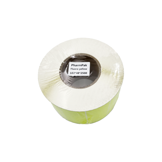 Fluro Yellow Matt Blank Self Adhesive Label Rolls 102x48mm, Ctn of 12500pcs