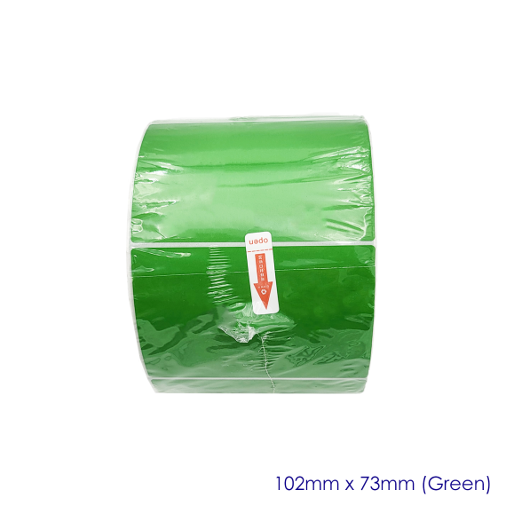 Green Matt Blank Self Adhesive Label Rolls 102x73mm, Ctn of 10,000pcs