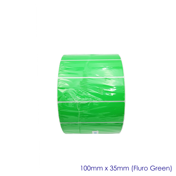 Fluro Green Self Adhesive Labels 100mm x 35mm, 125,000pcs/ctn