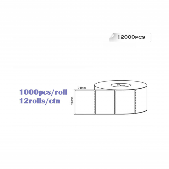 Orange Matt Blank Self Adhesive Label Rolls 102x73mm, Ctn of 10,000pcs