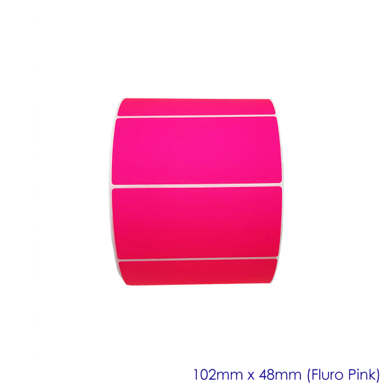 Fluro Pink Matt Blank Self Adhesive Label Rolls 102x48mm, Ctn of 12500pcs