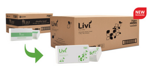 Livi 7201 Basics/Everyday Ultraslim Hand Towel 1 Ply 150 Sheets (16 Packs)