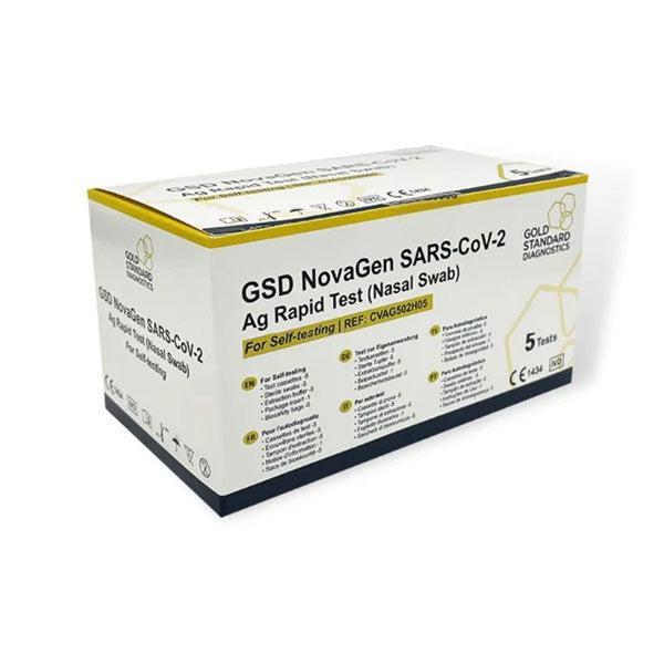 GSD NovaGen (JustChek, All Test) Rapid Antigen Home Self Test Kits Nasal Swap -5 Packs - 100 Tests