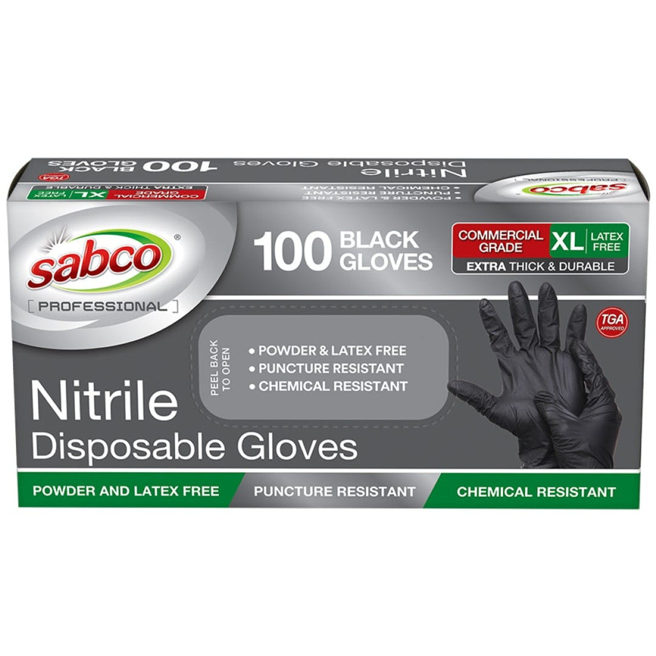 Sabco Black PF Nitrile Heavy Duty Gloves