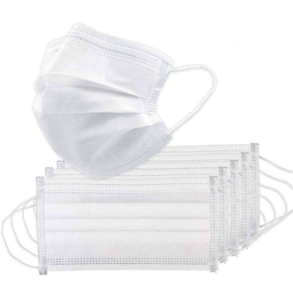 1/10/40/80 Disposable Face Mask  Breathable non-woven 3 layers -White (50pcs/box)