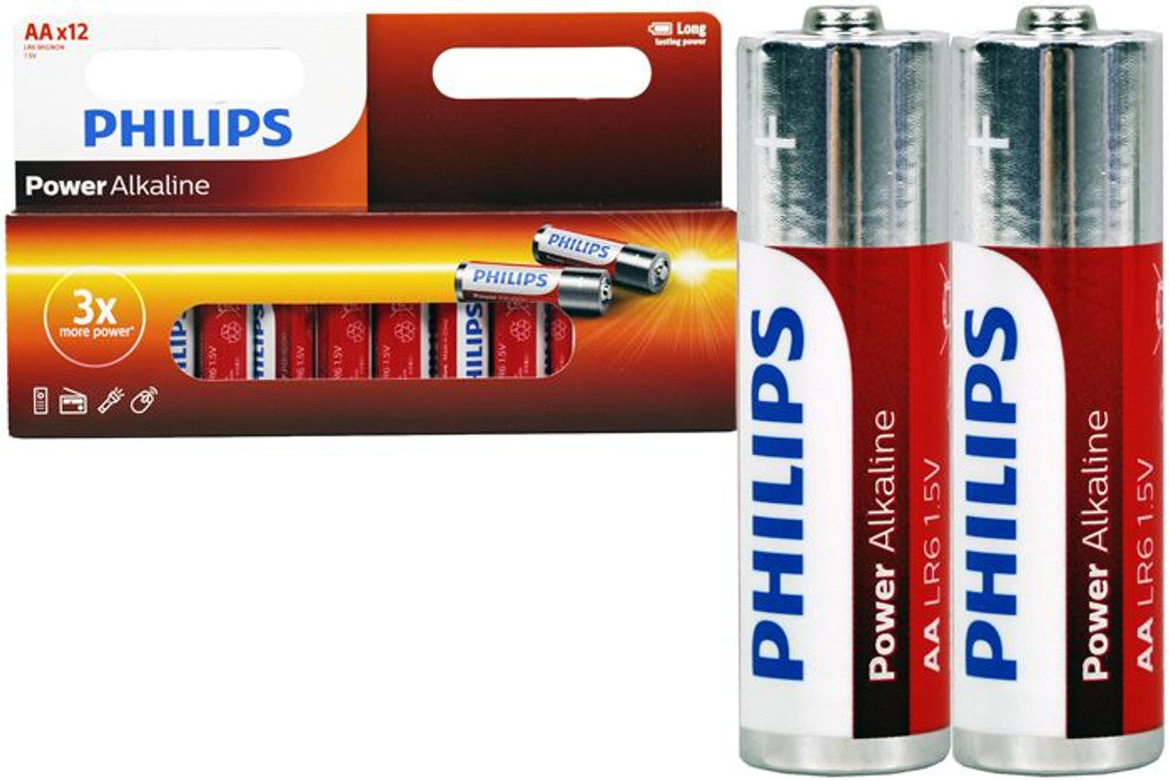 12PCS Philips Long Life Alkaline AA Battery