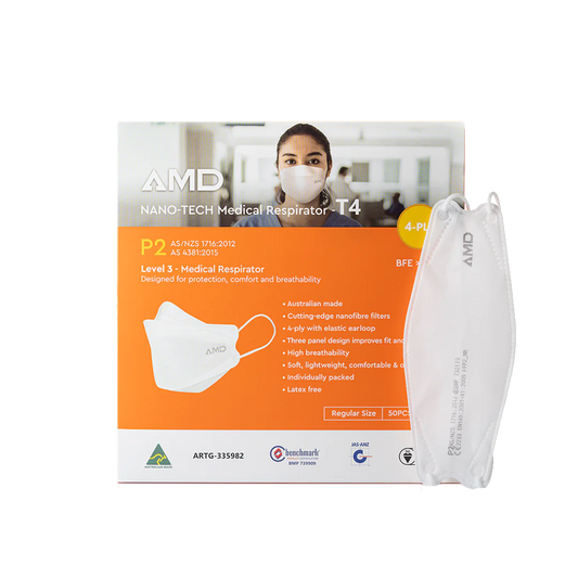 AMD P 2 N95 Premium Particulate Respirator Nano-Tech Level 3 – Medical T4 Mask 50 Pack - ToBe HealthCare