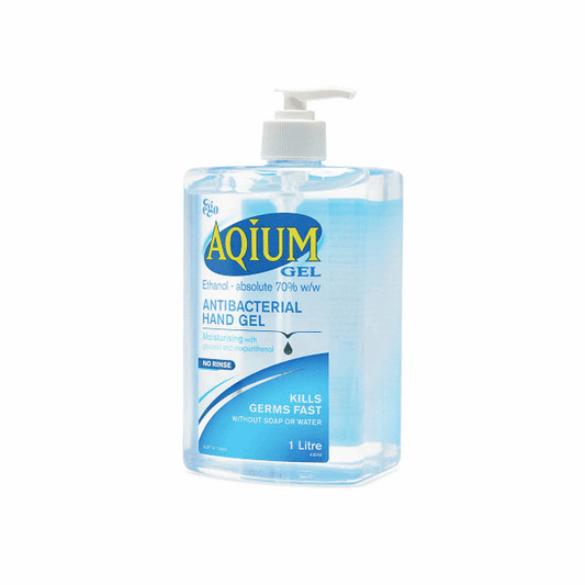 Aqium Antibacterial Hand Sanitiser Hospital Grade Gel 1L Bottle Pump - ToBe HealthCare