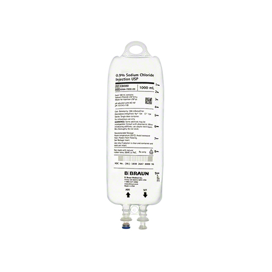 B Braun 0.9% Sodium Chloride Injection IV bag USP - 1000 mL