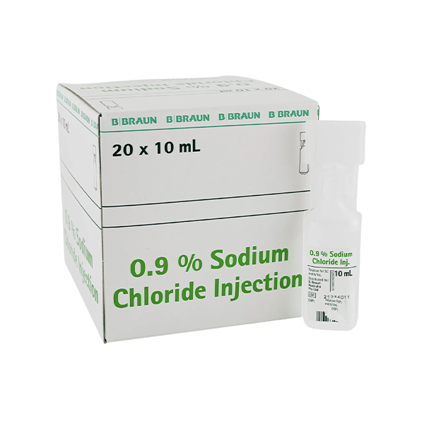 B Braun Sodium Chloride 0.9% for Injection 10ml Amp - BOX/20