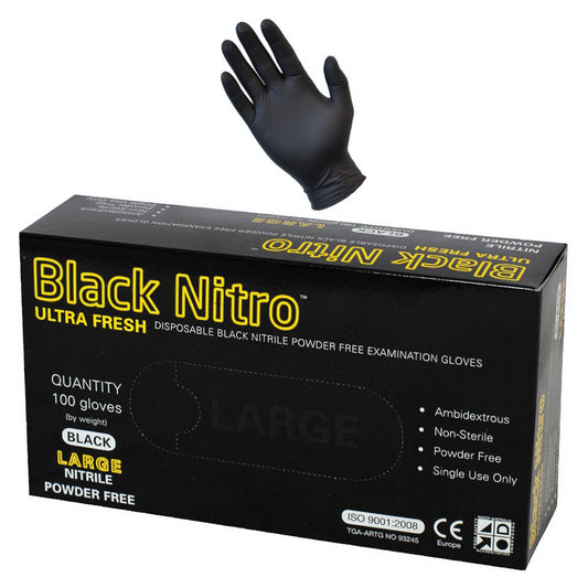 Ultra Fresh Heavy Duty Black Nitro Nitrile Powder Free Gloves