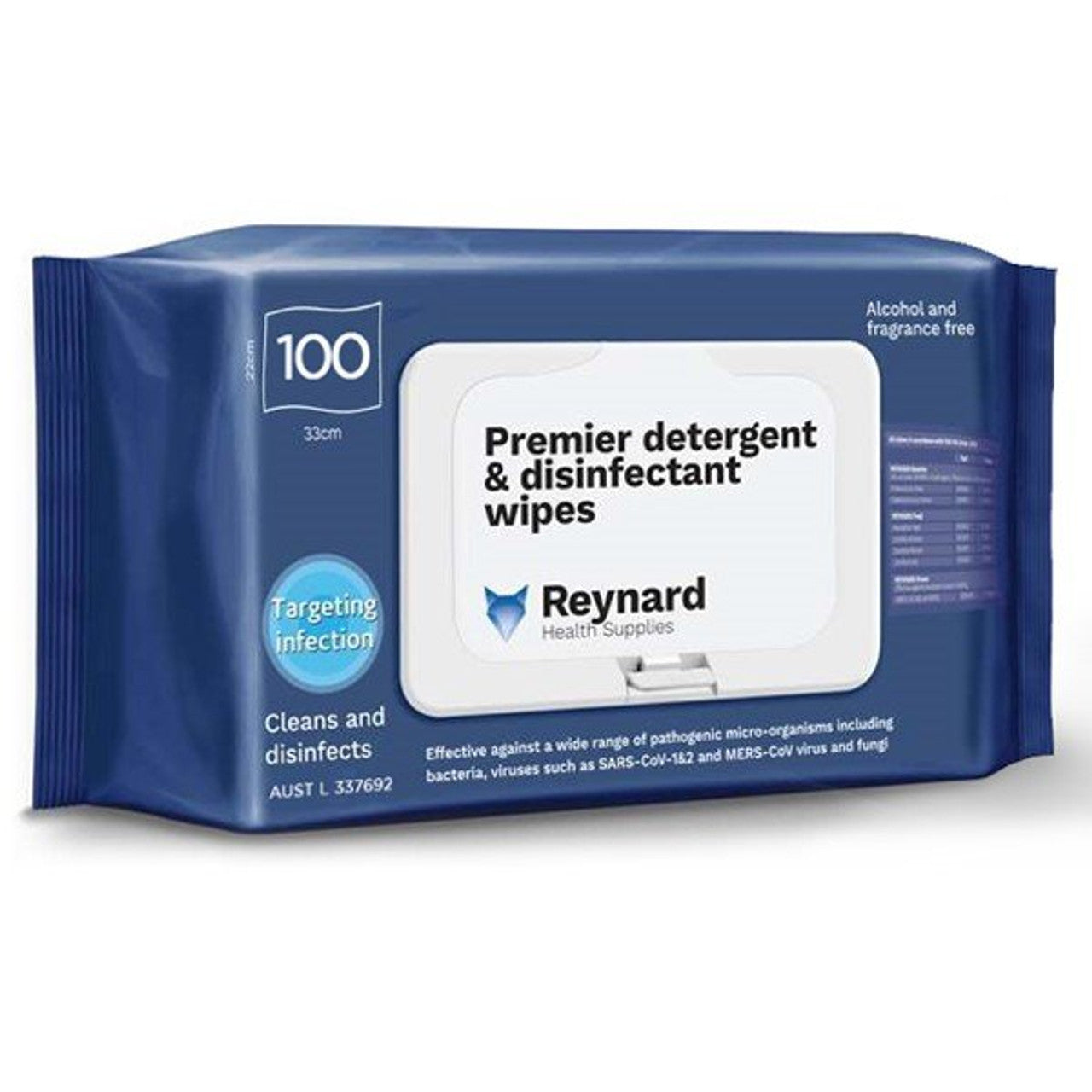 Reynard Premier Detergent & Disinfectant 100 Wipes RHS218