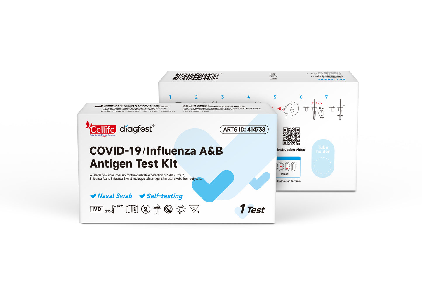 Cellife Diagfest COVID -19 / Influenza A &amp; B&nbsp; 3-in-1 Combo Flu Rapid Antigen Test Kit 