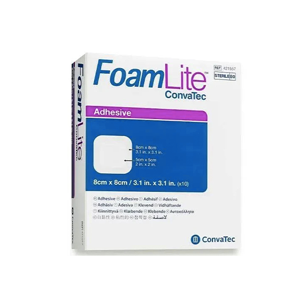 Convatec FoamLite Adhesive Dressing 8cm x 8cm BOX/10