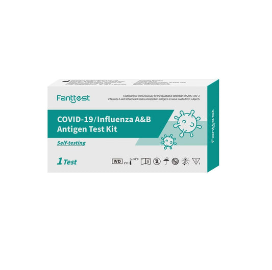 Fanttest COVID -19 / Influenza A & B 3-in-1 Combo Flu Rapid Antigen Test Kit -Single Nasal - ToBe HealthCare