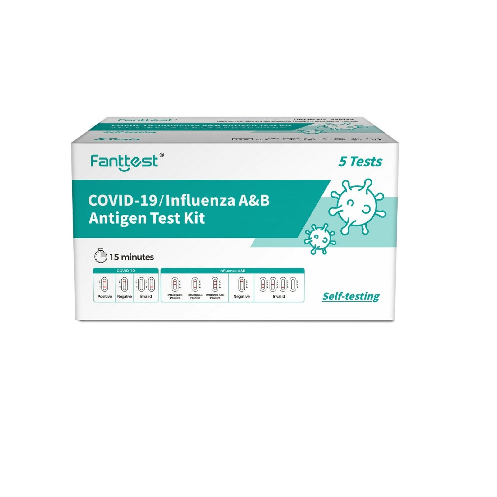 5x Fanttest COVID -19 / Influenza A & B 3-in-1 Combo Flu Rapid Antigen ...