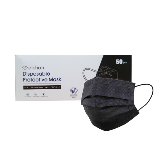 Disposable 3-ply Face Mask, Black, Ctn of 2000