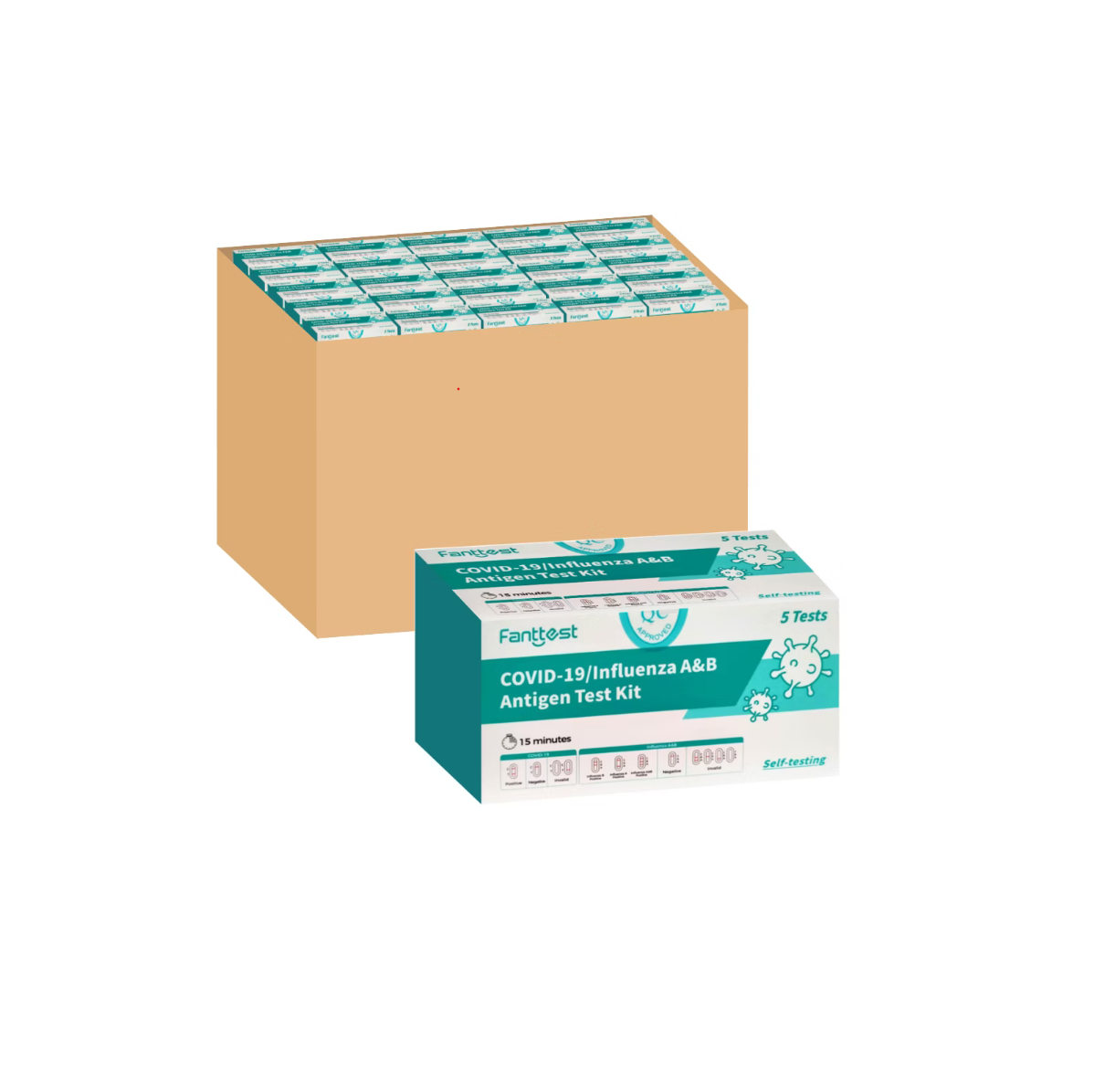 Fanttest (Nasal) COVID -19|Influenza A & B Rapid Antigen Test Kit (3-in-1) - 200 Tests (40 x 5 Pack) /