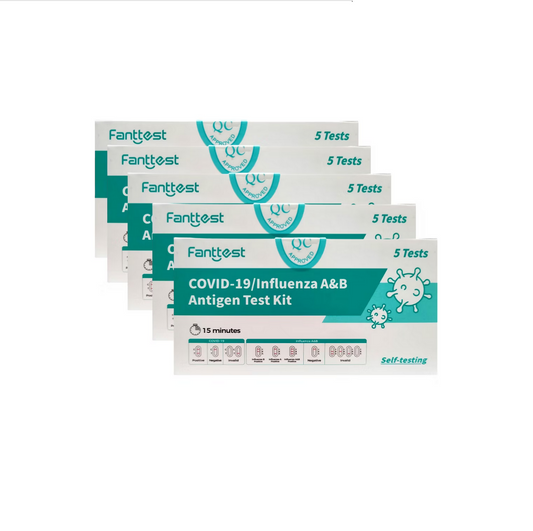 25x Fanttest COVID -19 / Influenza A & B  3-in-1 Combo Flu Rapid Antigen Test Kit -Nasal