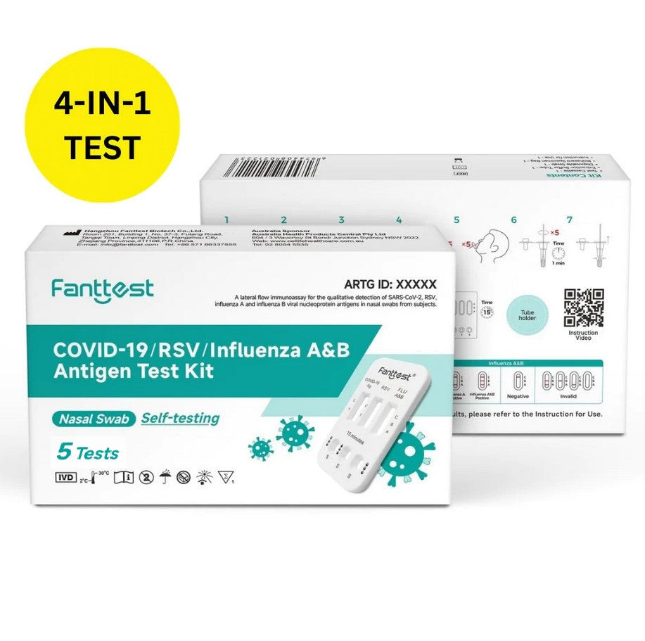 Fanttest(Nasal) RSV /COVID -19 / Influenza A & B  4-in-1 Combo Flu Rapid Antigen Test Kit -5x5pack