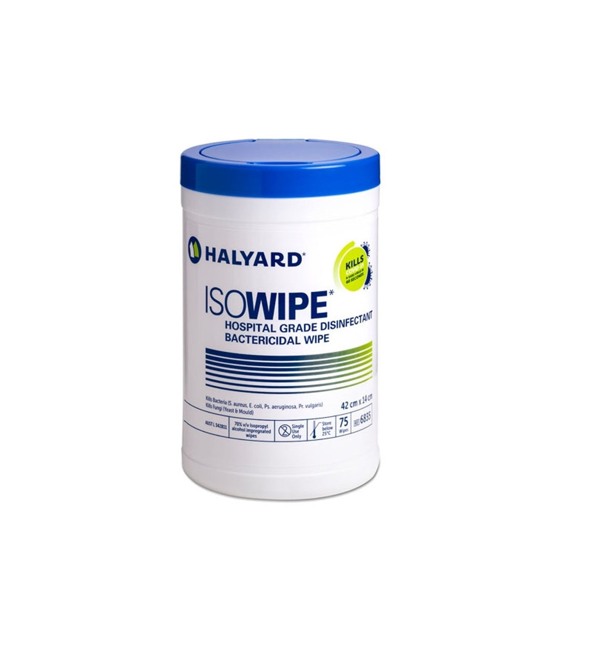 Halyard Isowipe Disinfectant Bactericidal Wipes - Tub