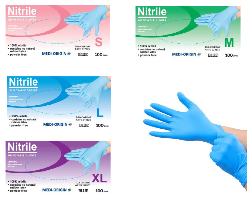 1000x Disposable Heavy Duty Latex Power Free  Blue Nitrile Gloves-Long Cuff-TGA