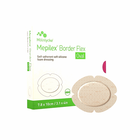 Mepilex Border Flex Oval Self-adherent Soft Silicone Foam Dressing 7.8cm x 10cm BOX/5