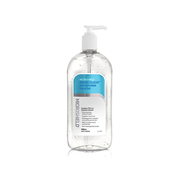 Microshield Angel Clear Antimicrobial Hand Gel - 500ml Pump