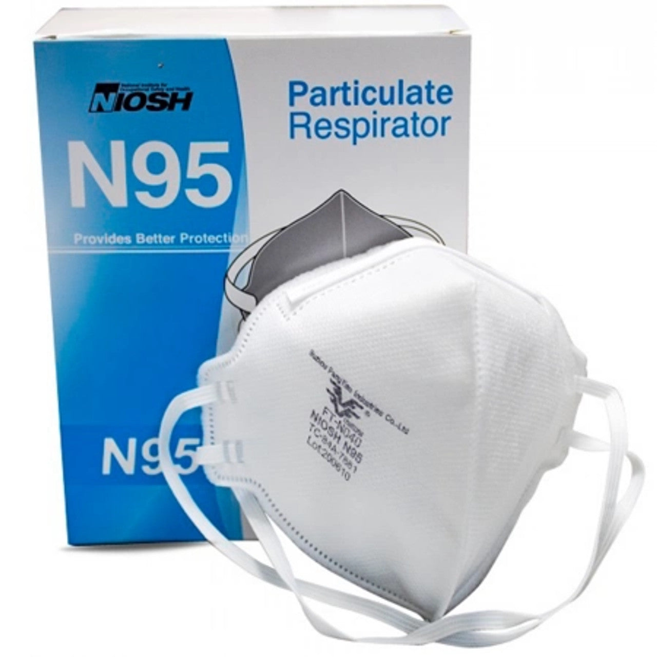 Ultra Health N95 Flat Fold Particulate Respirator Face Mask, NIOSH Certified - 20 Pack