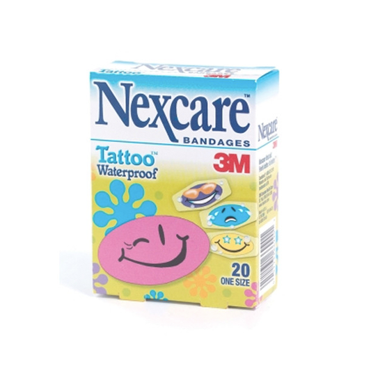 Nexcare Tattoo Bandaid Strips Waterproof Cool Smiles- BOX/20