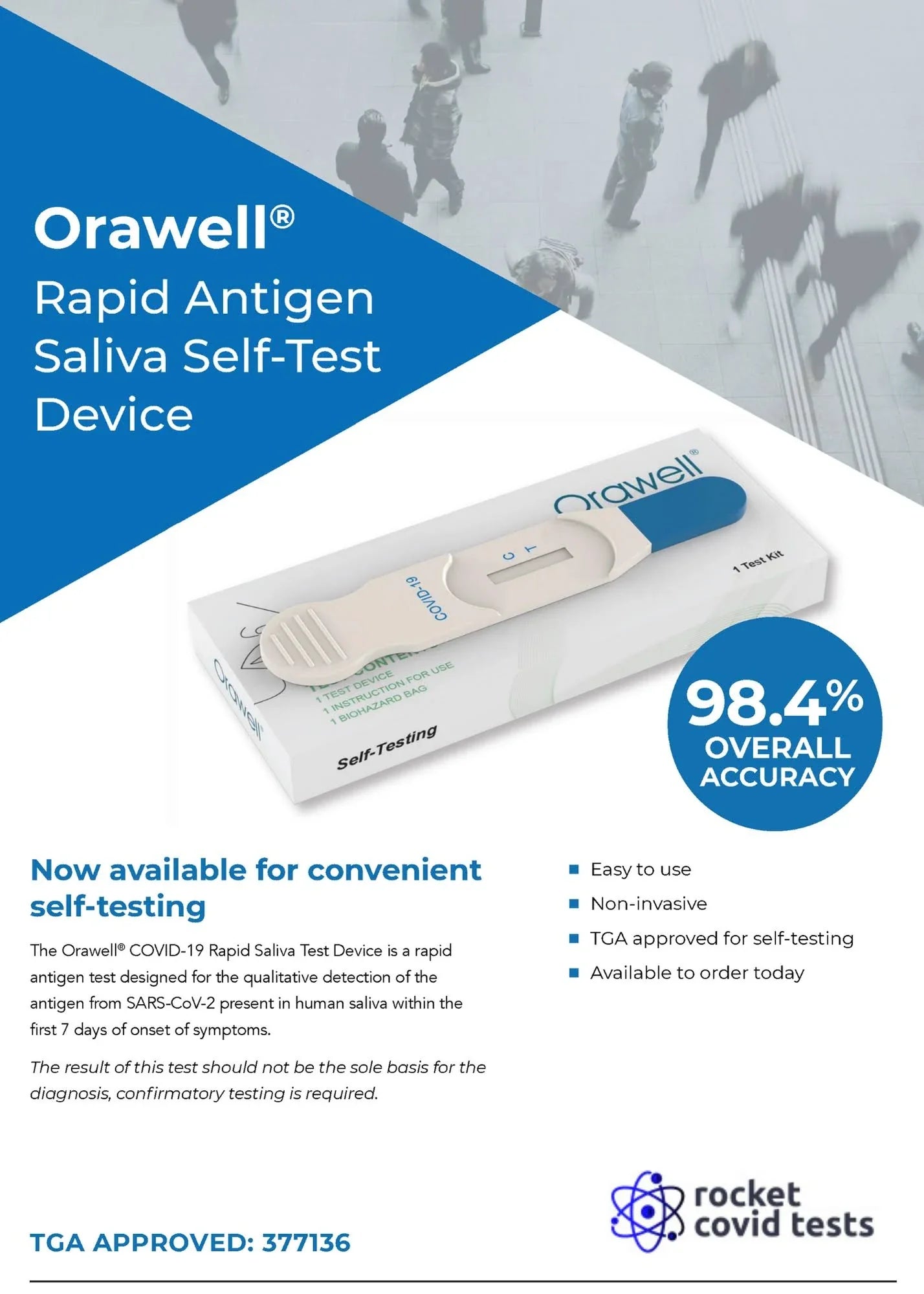 100 x Orawell COVID-19 Ag Rapid saliva antigen test kits (Self-test)-Oral Fluid
