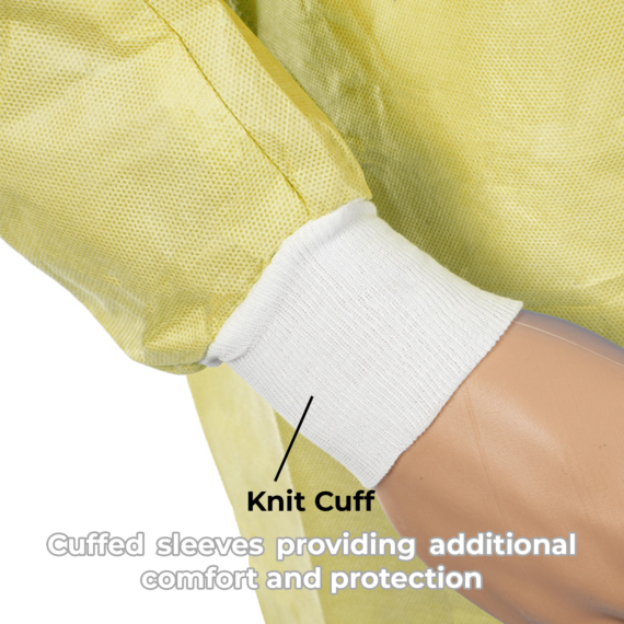 Disposable PP+PE Isolation gown, 40gsm, Yellow Ctn of 120