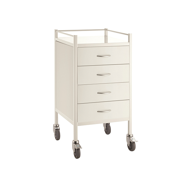 Pacific Medical Powder Coated Trolley Four Drawer 50 x 50 x 96.7cm (LxWxH)