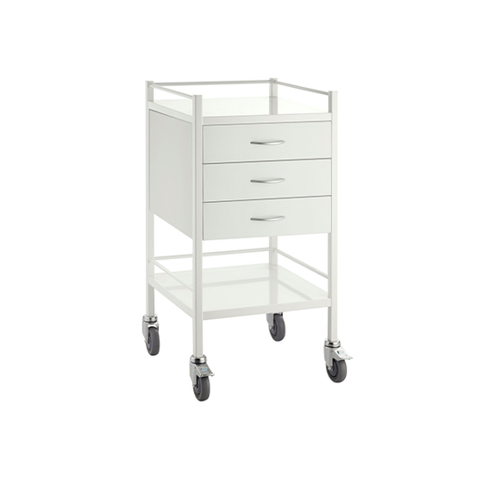 Pacific Medical Powder Coated Trolley Three Drawer 50 x 50 x 96.7cm (LxWxH) - ToBe HealthCare