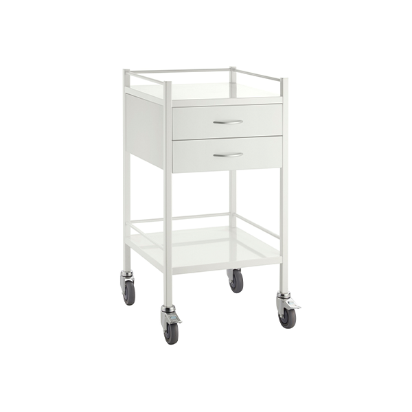 Pacific Medical Powder Coated Trolley Two Drawer 50 x 50 x 96.7cm (LxWxH)