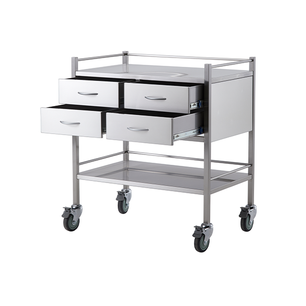 Pacific Medical Stainless Steel Double Trolley Four Drawer (Two Over Two)