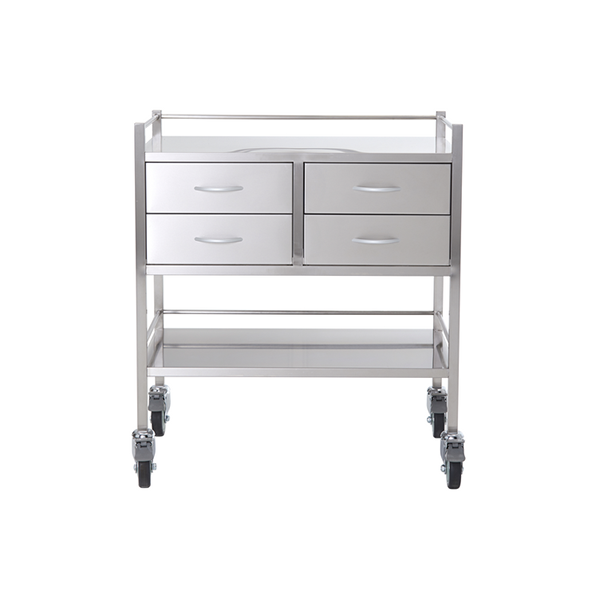 Pacific Medical Stainless Steel Double Trolley Four Drawer (Two Over Two)