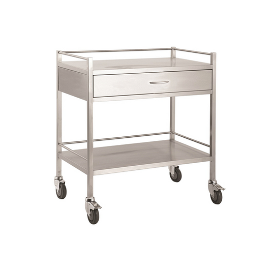 Pacific Medical Stainless Steel Double Trolley One Drawer (Full Width)