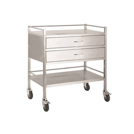 Pacific Medical Stainless Steel Double Trolley Two Drawer (Full Width)