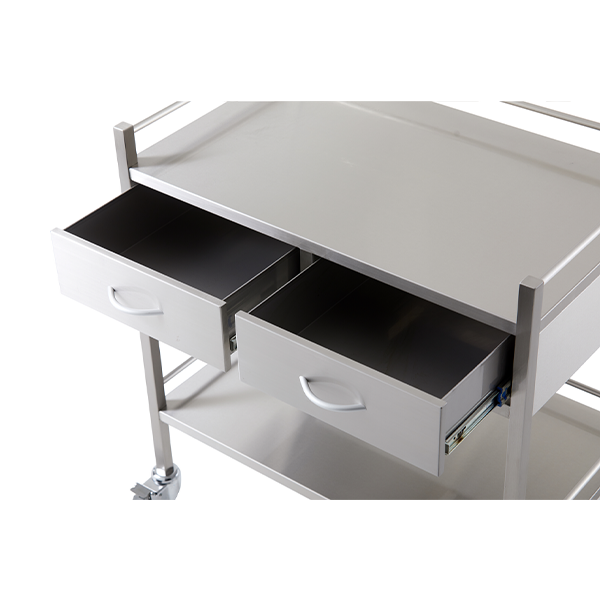 Pacific Medical Stainless Steel Double Trolley Two Drawer (Side By Side)