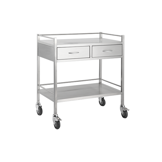 Pacific Medical Stainless Steel Double Trolley Two Drawer (Side By Side) - ToBe HealthCare