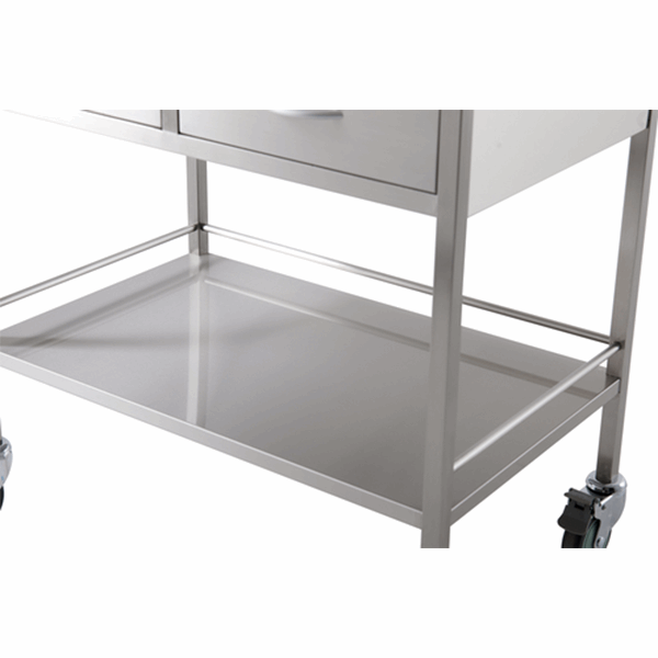 Pacific Medical Stainless Steel Double Trolley Two Drawer (Side By Side)