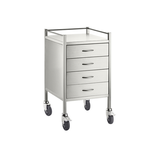 Pacific Medical Stainless Steel Trolley Four Drawer